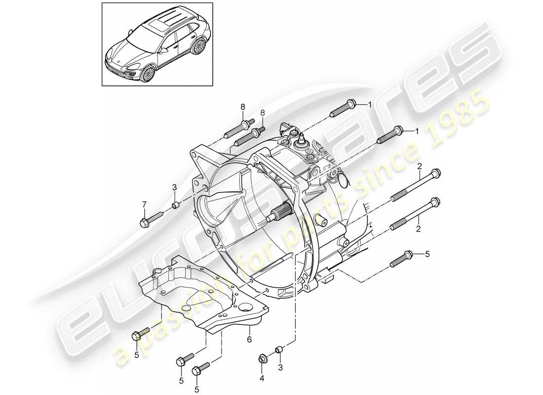 porsche 2013 (cayenne e2 92a) parti di montaggio per motore e schema delle parti