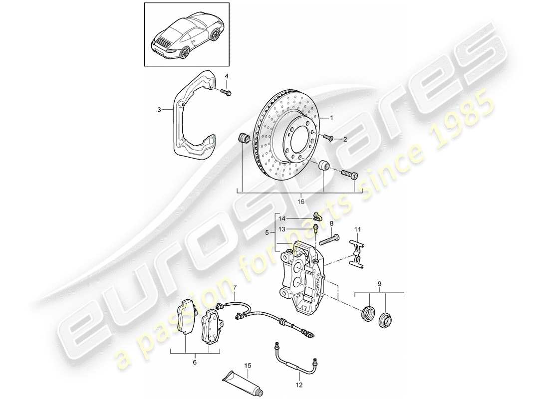 porsche 2012 (997-2) freni a disco diagramma delle parti