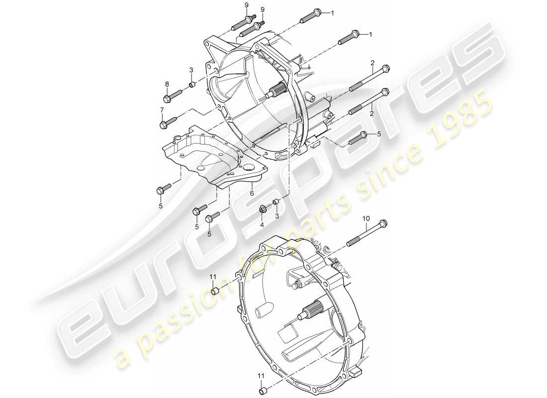 porsche 2004 (cayenne e1 9pa) parti di montaggio per motore e schema delle parti