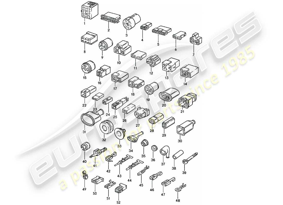 porsche 1982 (924) alloggiamento del connettore diagramma delle parti
