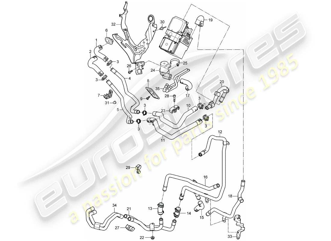 porsche 2007 (cayenne e1 9pa) stufa diagramma delle parti