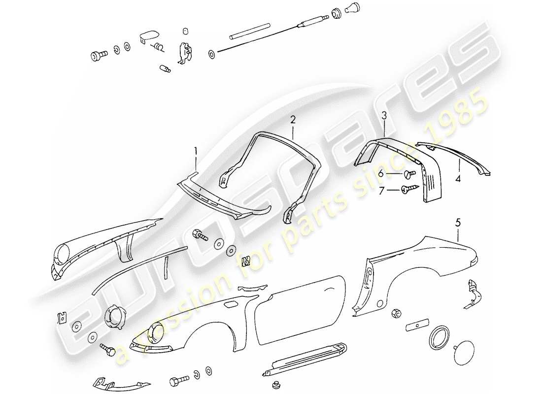porsche 1971 (911) pannellatura esterna diagramma delle parti