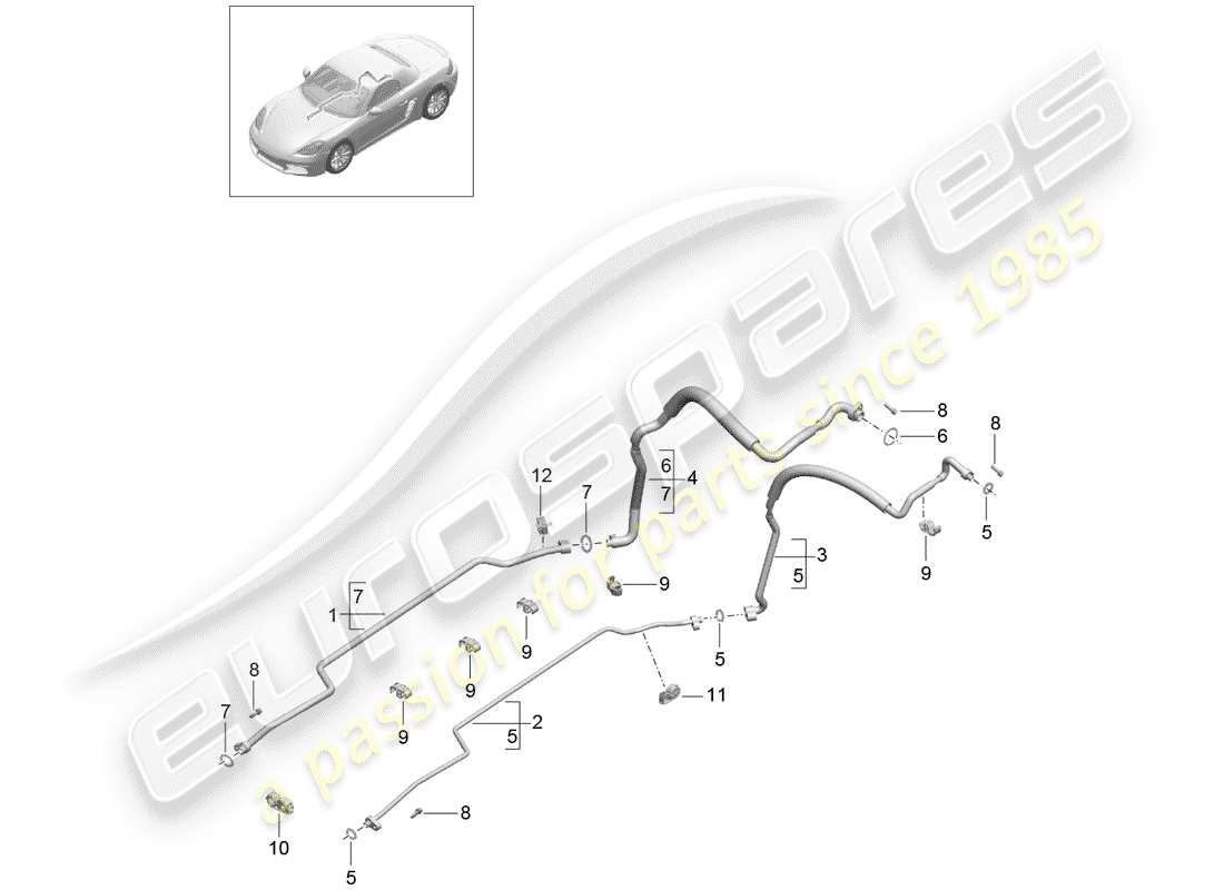 porsche 2018 (718 boxster) schema delle parti del circuito frigorifero