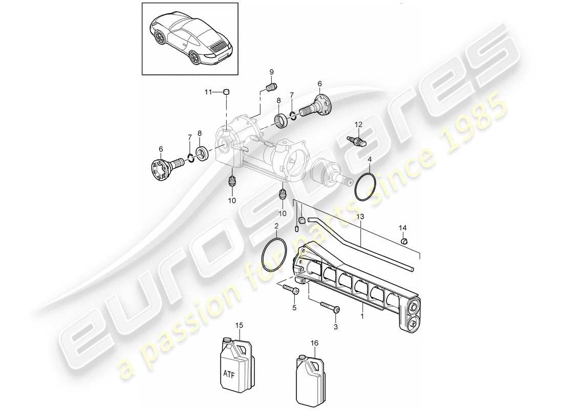 porsche 2011 (997-2) differenziale assale anteriore diagramma delle parti