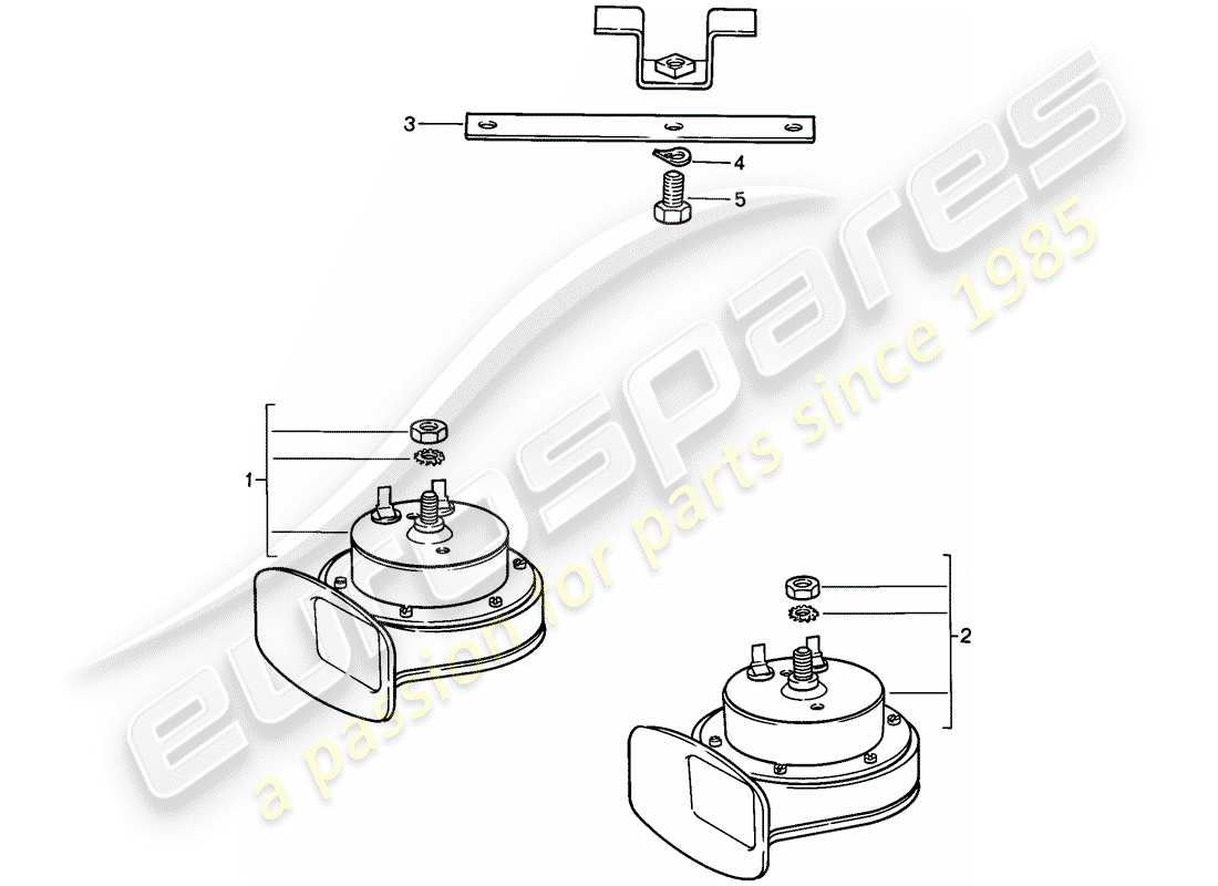 porsche 1987 (924s) diagramma delle parti del corno