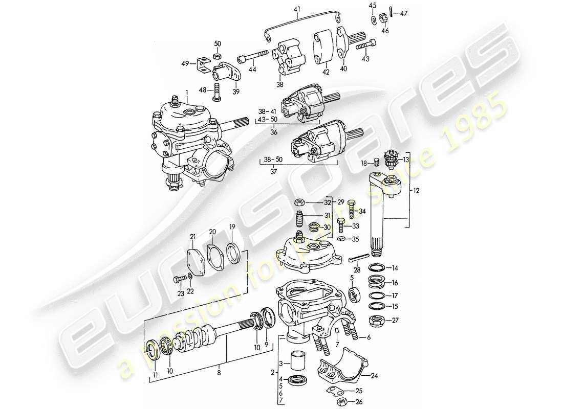 porsche 1961 (356b/356c) sterzo - accoppiamento sterzo diagramma delle parti