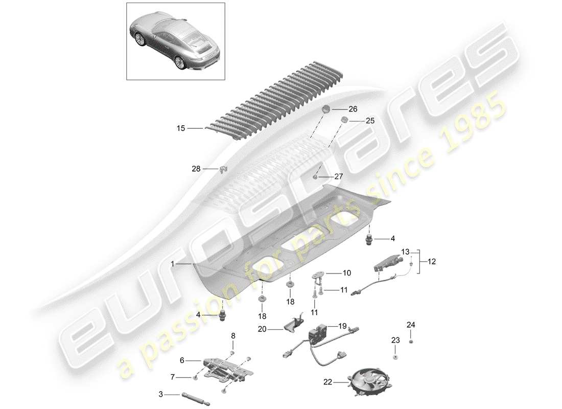 porsche 2020 (991-2) copertina diagramma delle parti