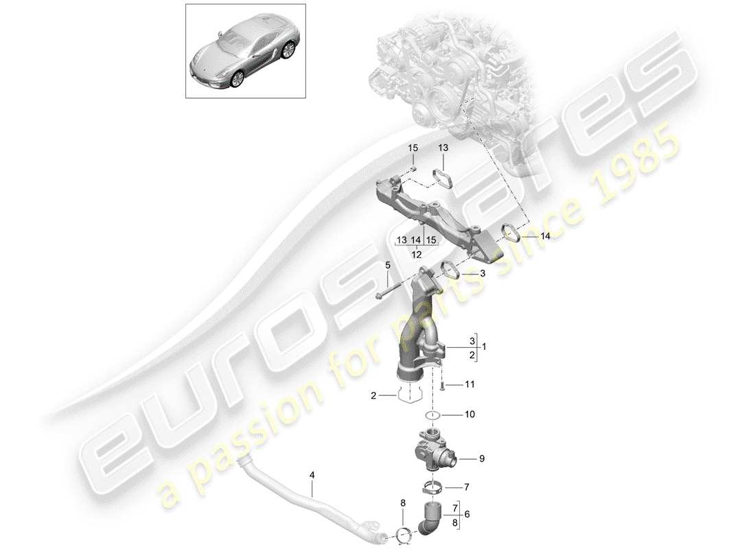 porsche 2016 (981 cayman) sottotelaio diagramma delle parti