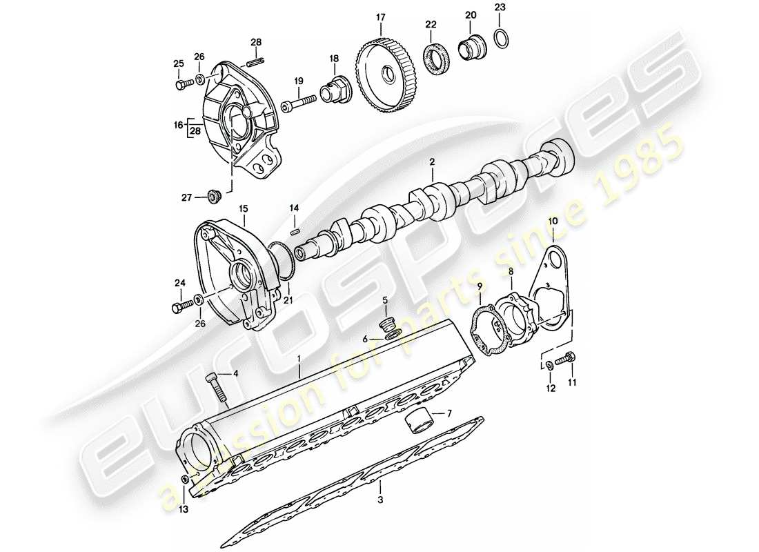 porsche 1987 (924s) alloggio albero a camme - albero a camme diagramma delle parti
