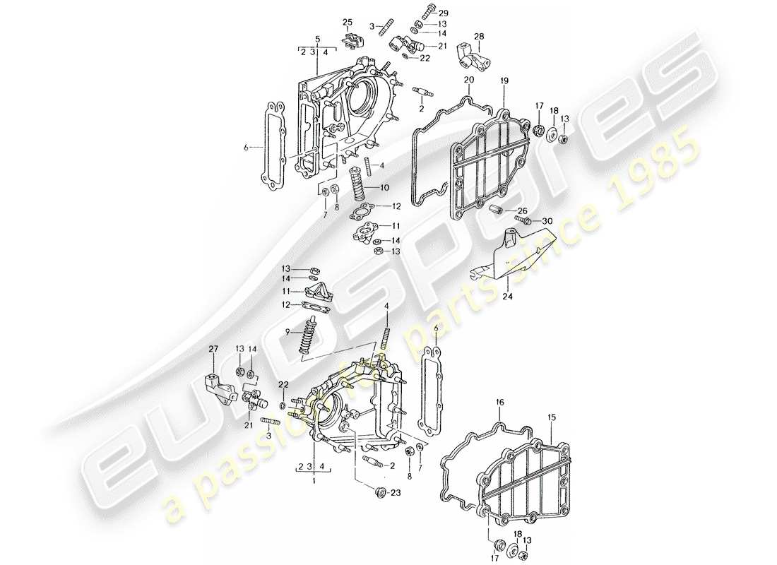 porsche 1997 (993) carter catena - tenditore - catena diagramma delle parti
