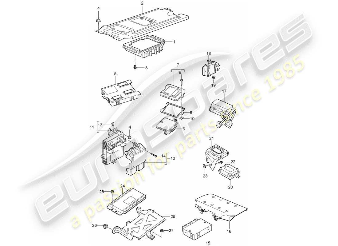porsche 2007 (997-1 gt3) unità di controllo diagramma delle parti