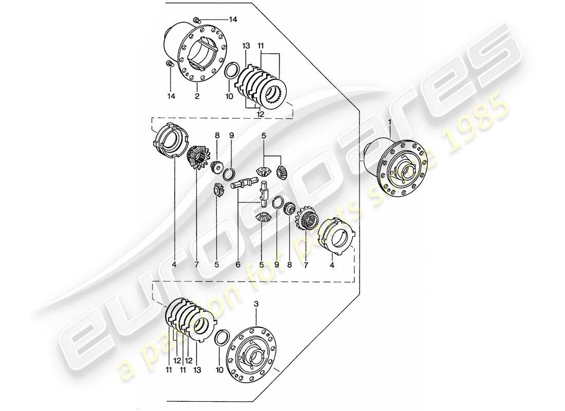 porsche 1976 (911) differenziale di slittamento limitato diagramma delle parti