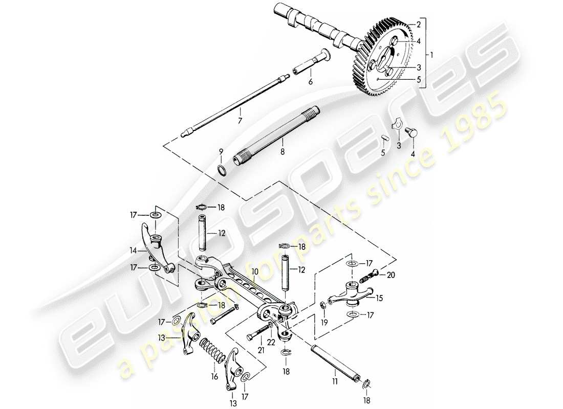porsche 1963 (356b/356c) albero a camme diagramma delle parti