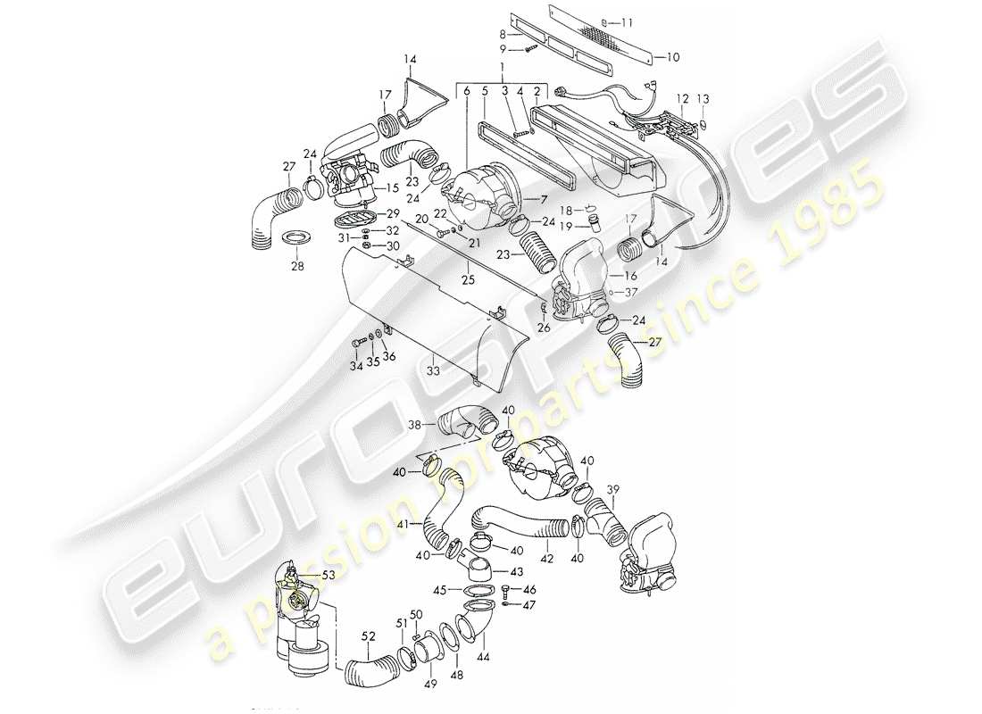 porsche 1973 (911) ventilazione - e - riscaldamento diagramma delle parti