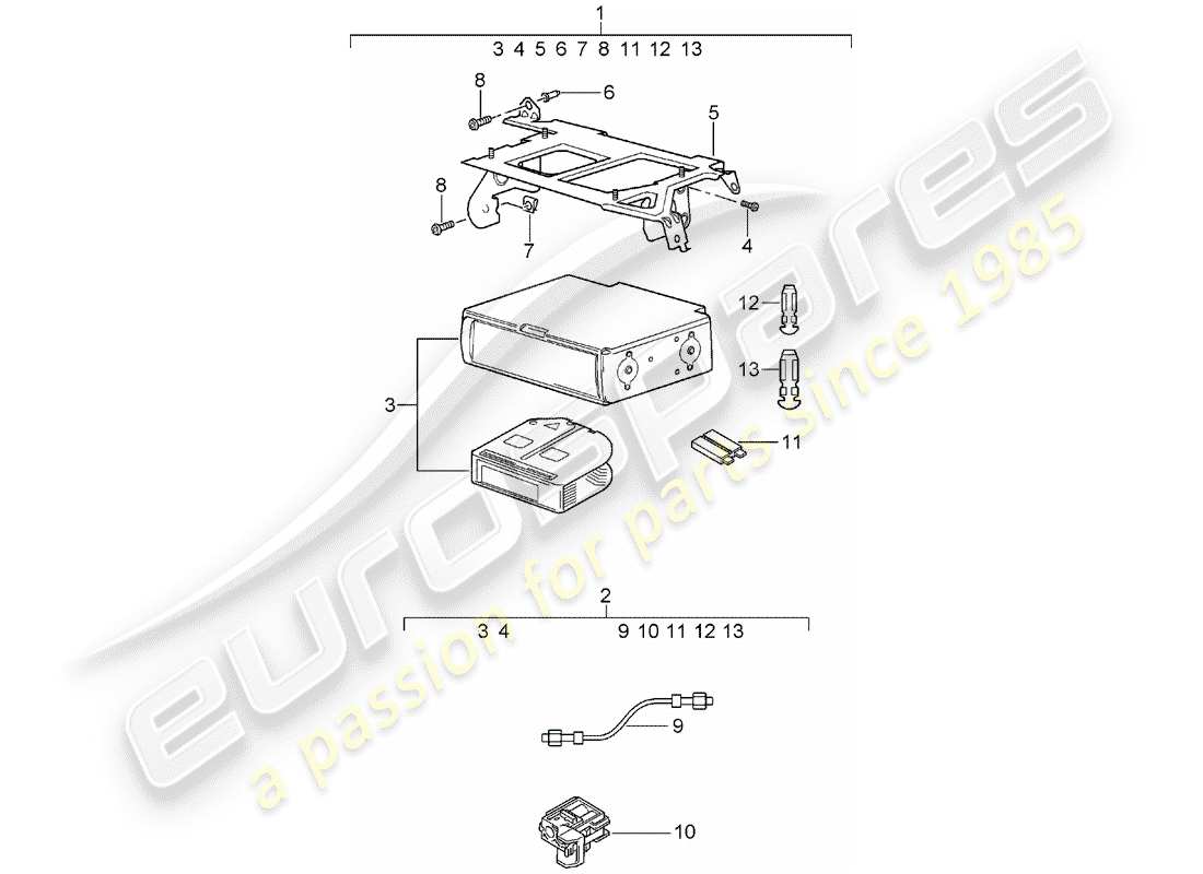 porsche tequipment cayenne (2019) schema delle parti del cambiatore cd