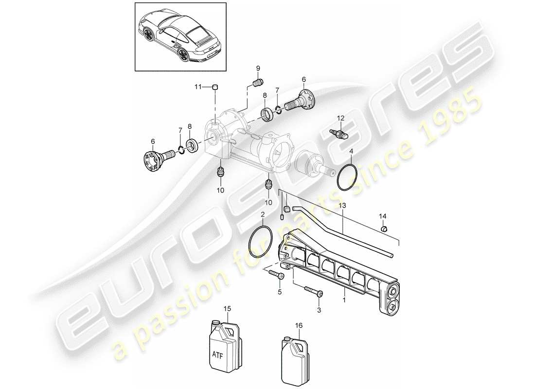 porsche 2013 (997-2 turbo / gt2 rs) differenziale assale anteriore schema delle parti