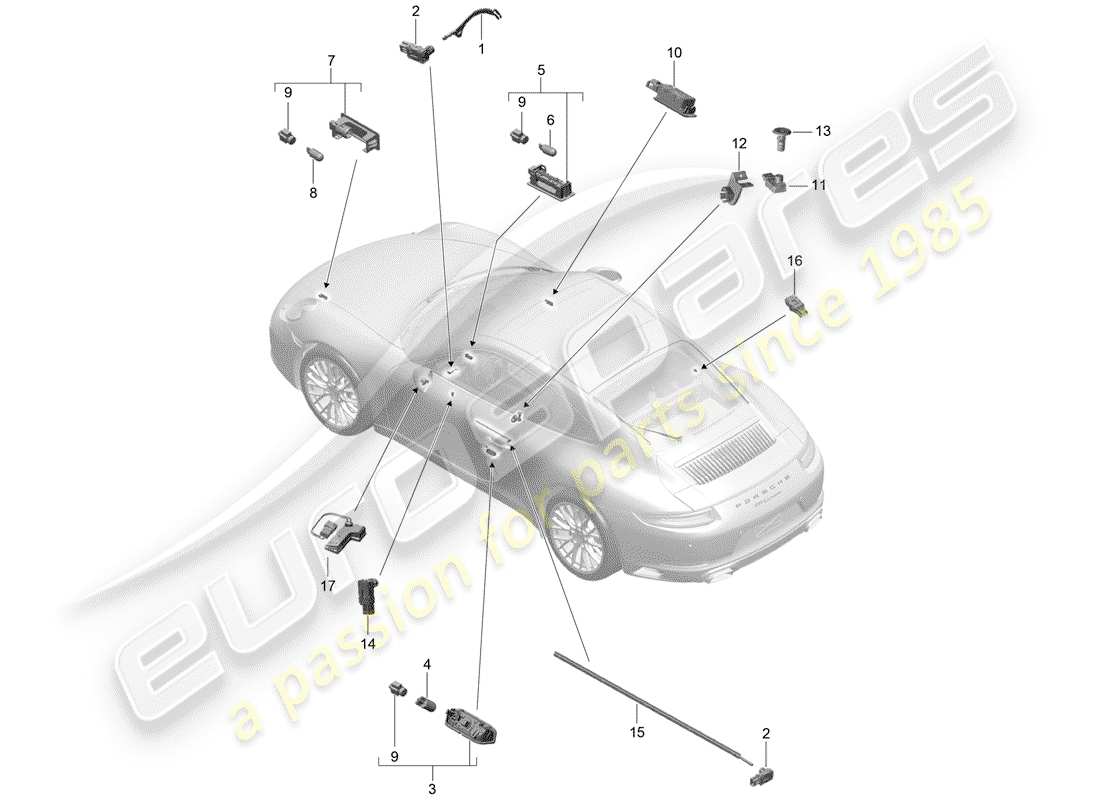 porsche 2020 (991-2) illuminazione interna diagramma delle parti