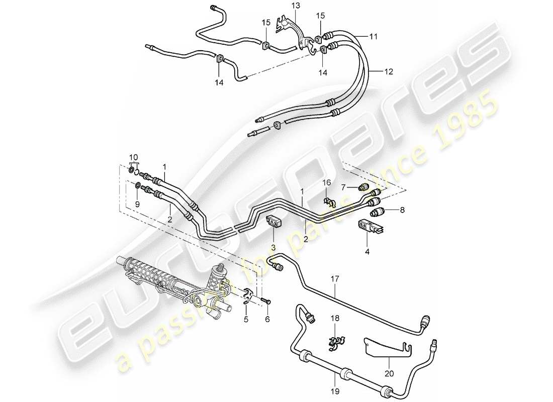 porsche 2007 (987 boxster) servosterzo diagramma delle parti