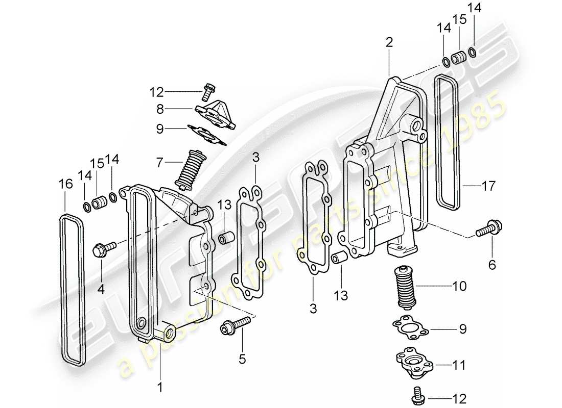 porsche 2007 (997-1 turbo / gt2) schema delle parti della custodia catena