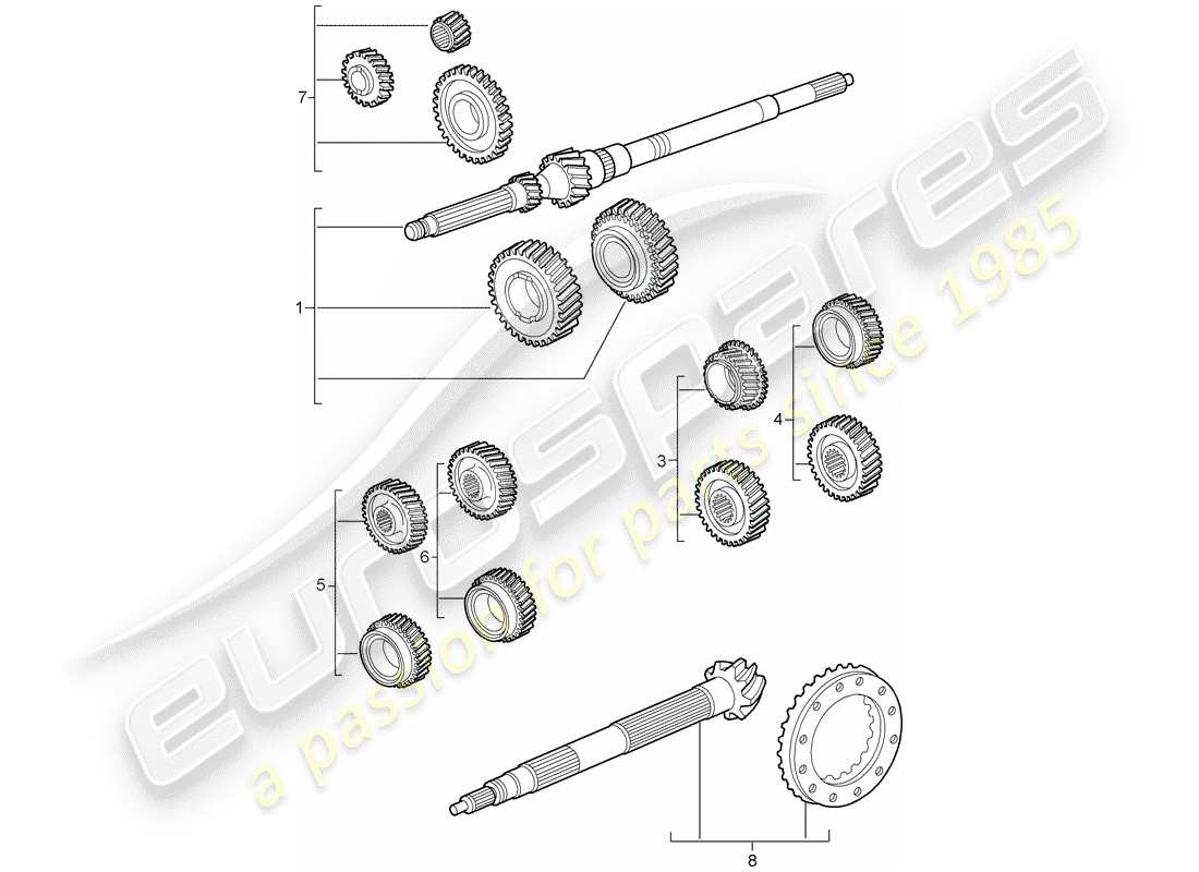 porsche 2009 997-2 turbo / gt2 set di ruote dentate diagramma delle parti