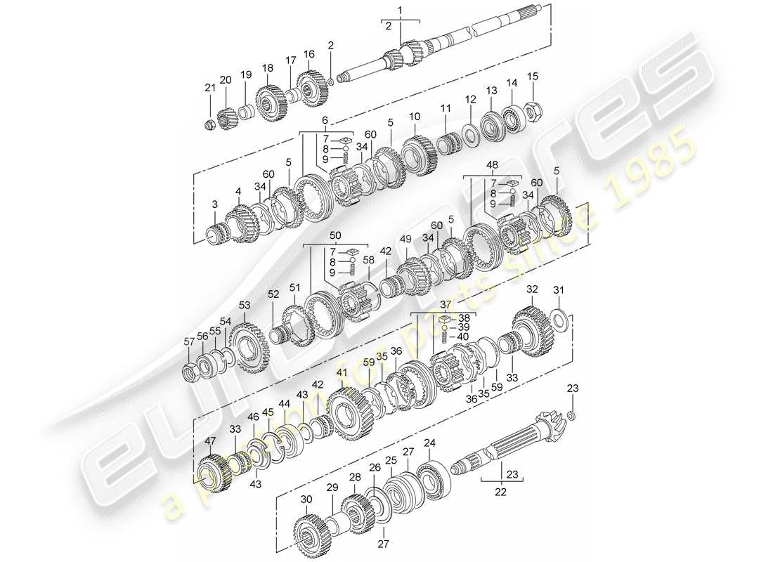 porsche 2009 997-2 turbo / gt2 ingranaggi e alberi schema delle parti