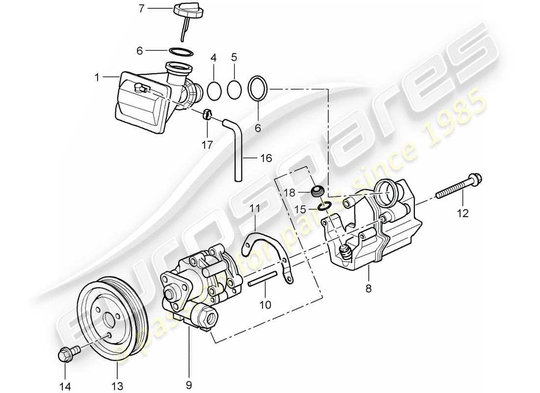 porsche 2005 (987 boxster) servosterzo diagramma delle parti