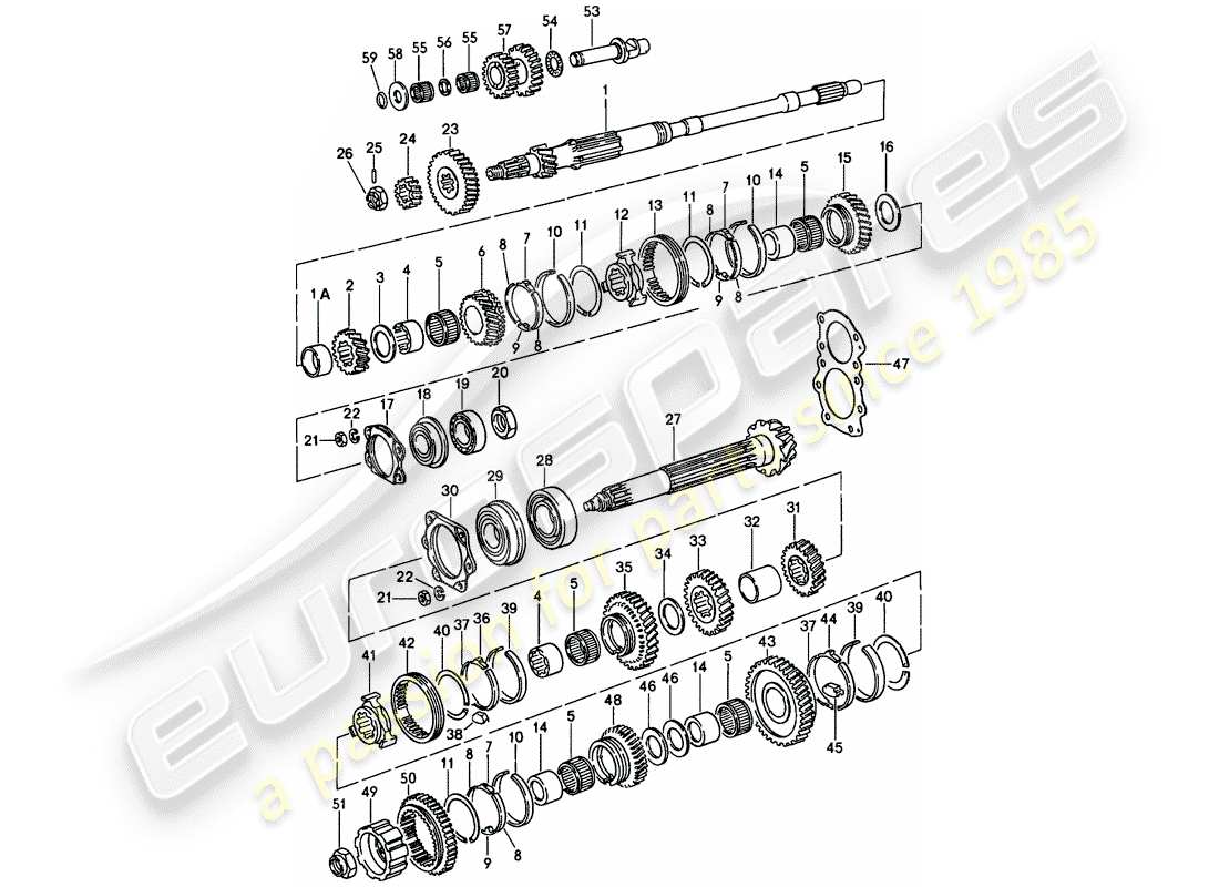porsche 1984 (911) ingranaggi e alberi - 5-speed diagramma delle parti