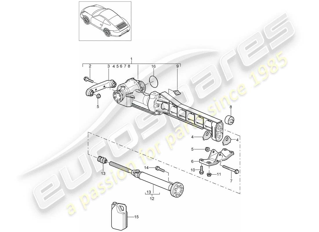 porsche 2012 (997-2) differenziale assale anteriore diagramma delle parti