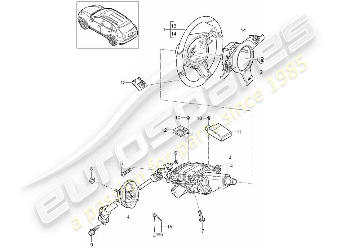 porsche 2012 (cayenne e2 92a) volanti diagramma delle parti