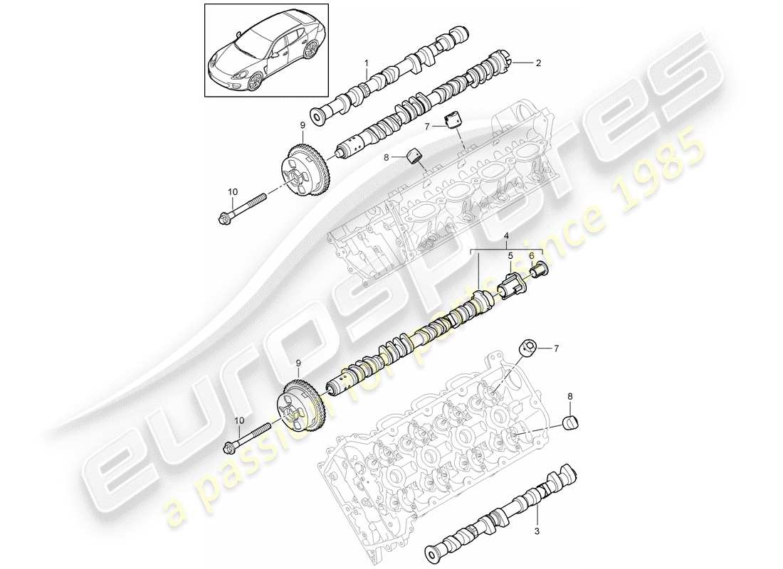 porsche 2014 (panamera 970) albero a camme diagramma delle parti