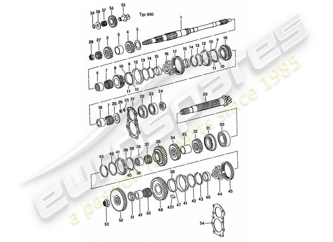 porsche 1977 (911 turbo) set di ruote dentate - vedi gruppo - 3/03/00 diagramma delle parti