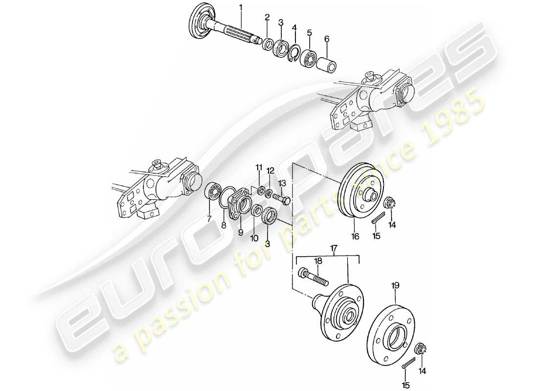 porsche 1982 (924) albero ruota posteriore - lubrificanti diagramma delle parti