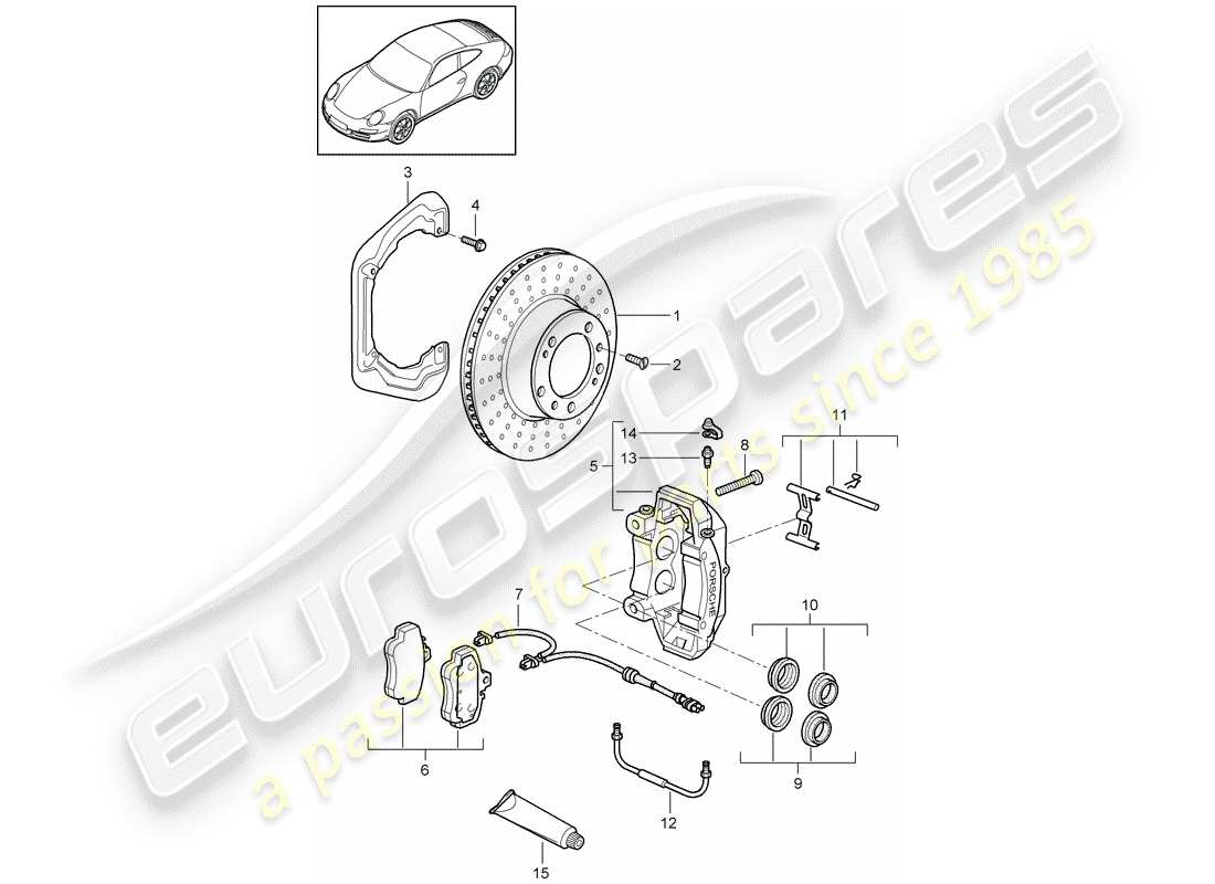 porsche 2010 (997-2) freni a disco diagramma delle parti