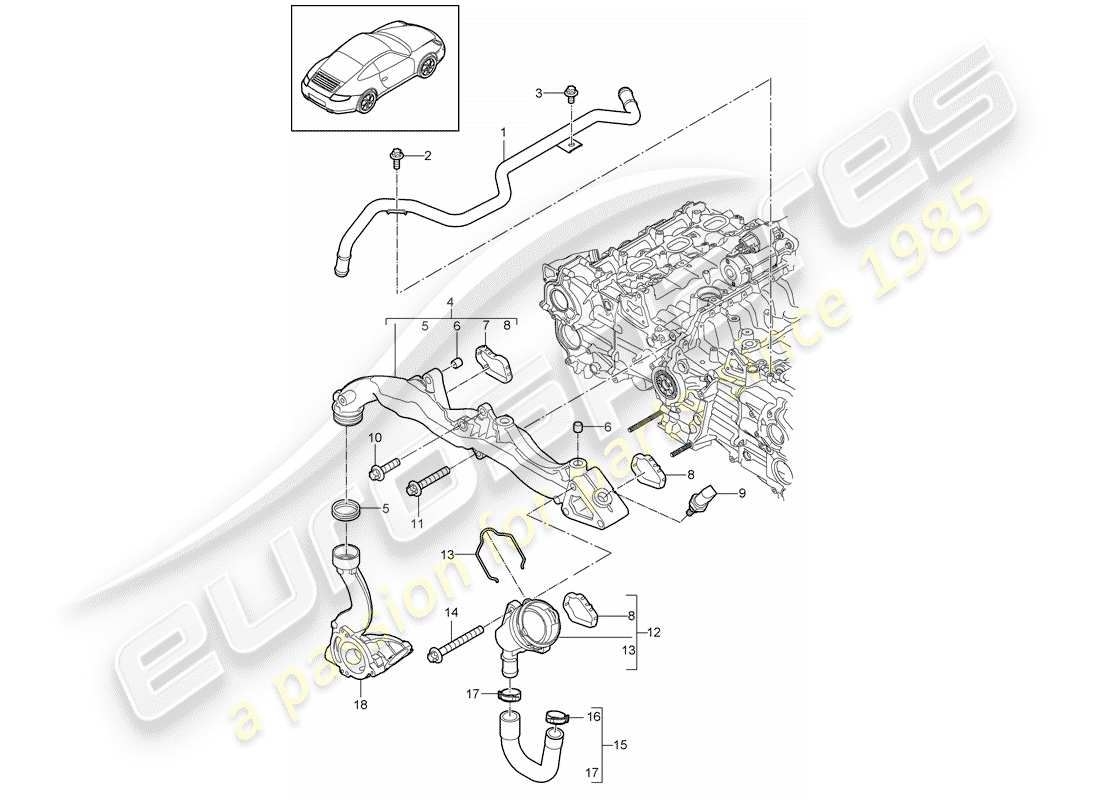 porsche 2011 (997-2) schema delle parti del sottotelaio