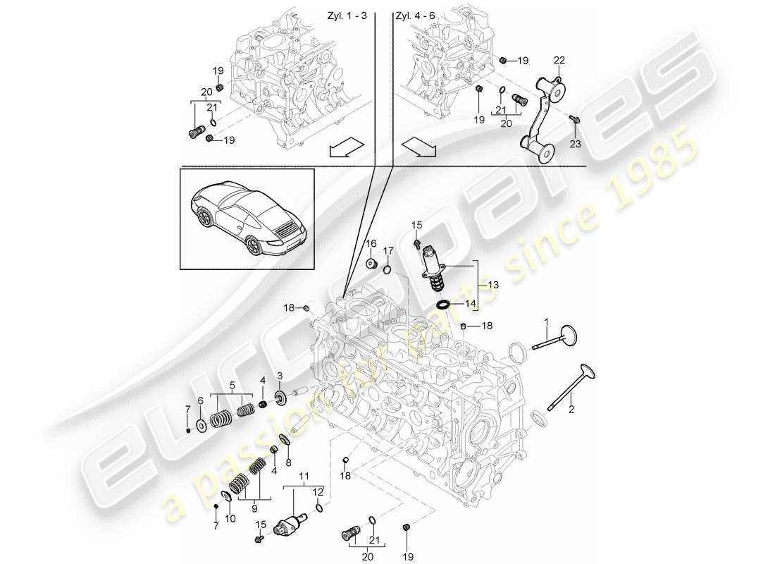 porsche 2011 (997-2) testata diagramma delle parti