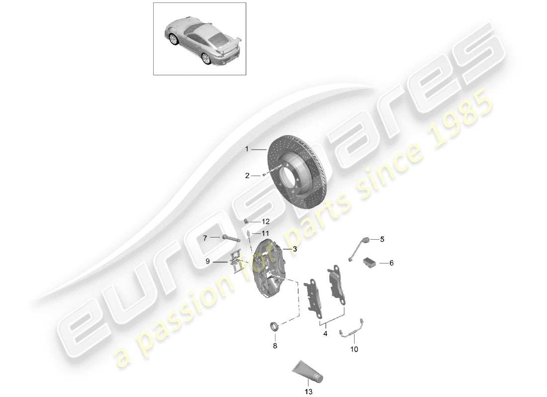 porsche 2015 (991-1 turbo) freni a disco diagramma delle parti