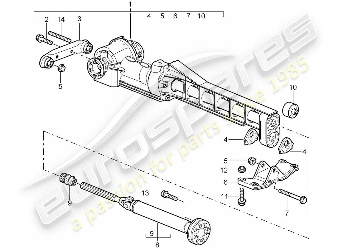 porsche 2007 (997-1 turbo / gt2) differenziale assale anteriore diagramma delle parti