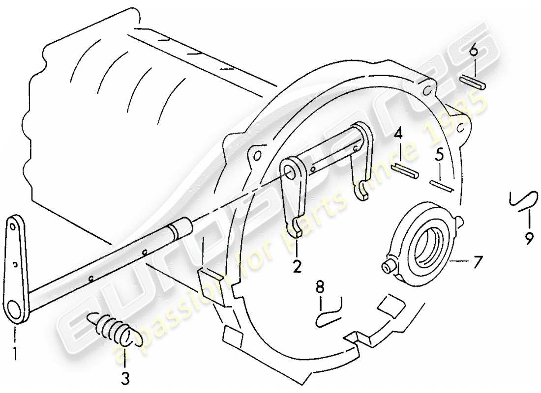 porsche 1954 (356/356a) rilascio della frizione - g 25 001 >> schema delle parti