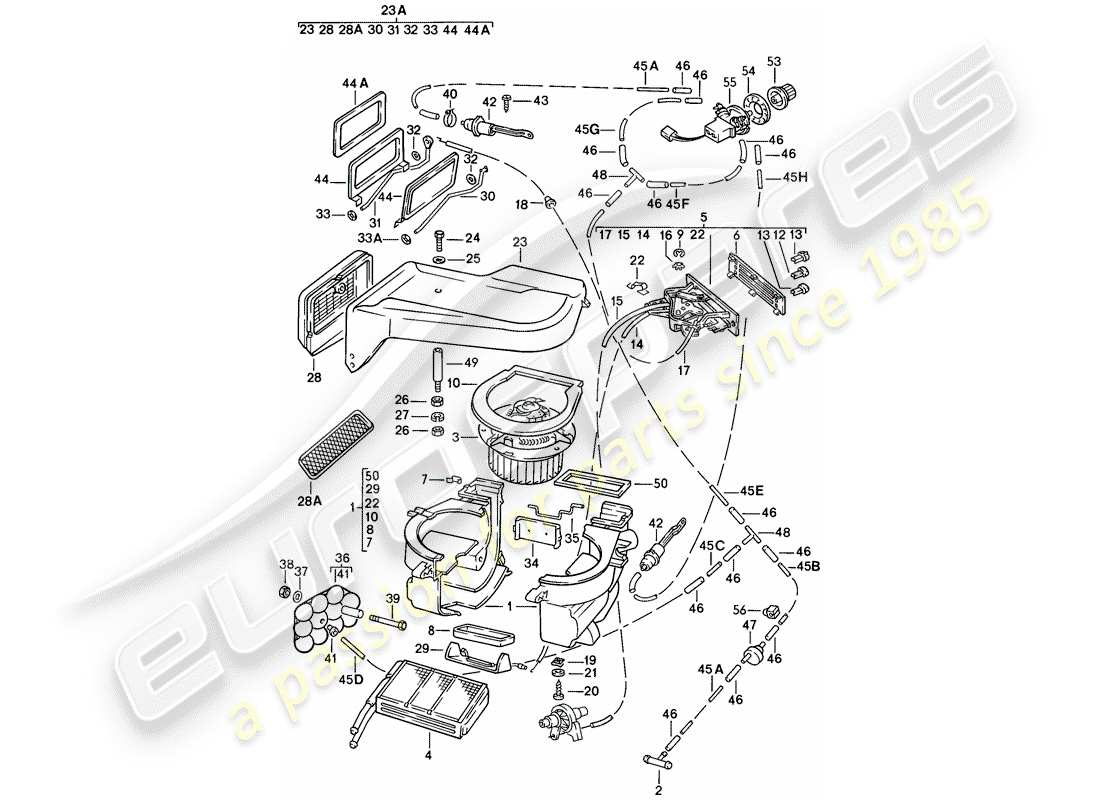 porsche 1979 (924) diagramma delle parti del riscaldatore