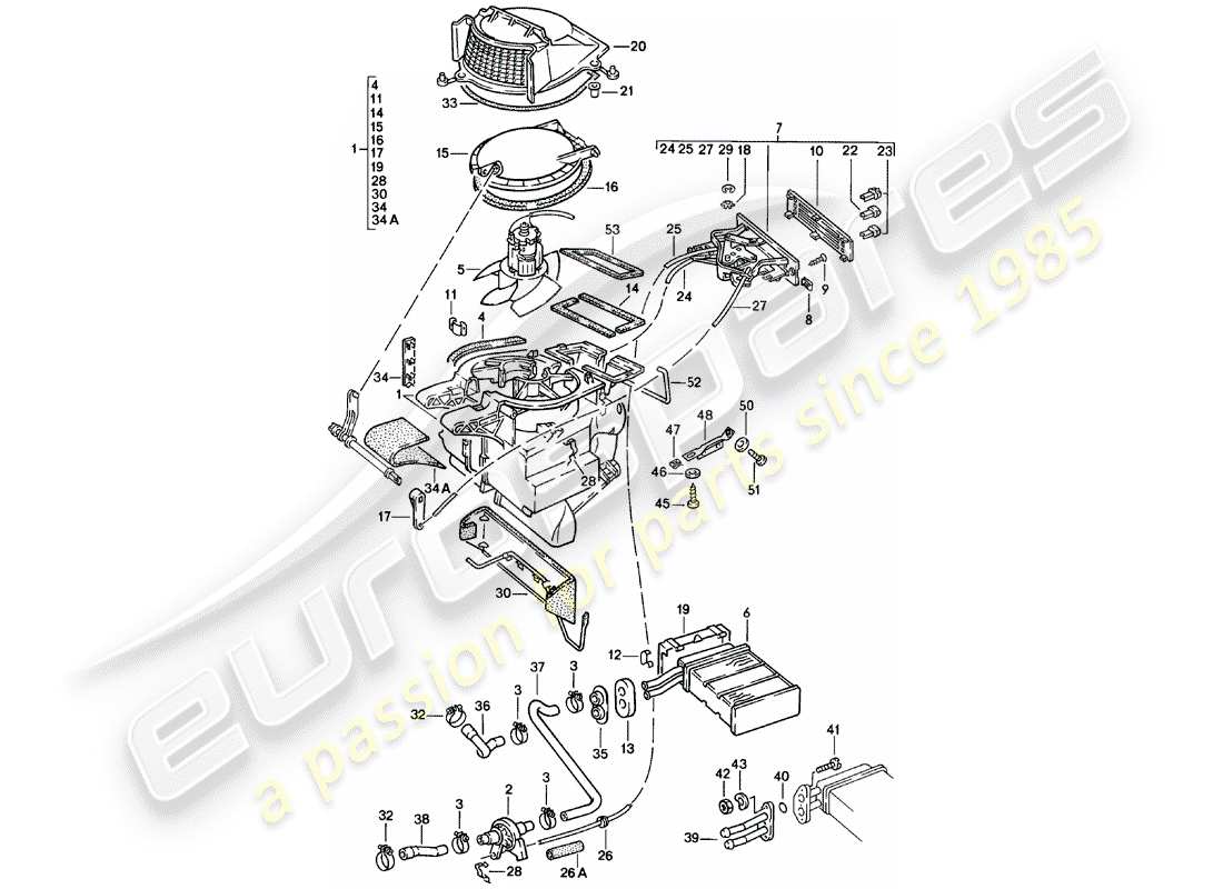 porsche 1981 (924) riscaldatore - nucleo riscaldatore - f >> 92-cn402 197 - f >> 93-cn100 305 - f >> 93-bn700 450 diagramma delle parti