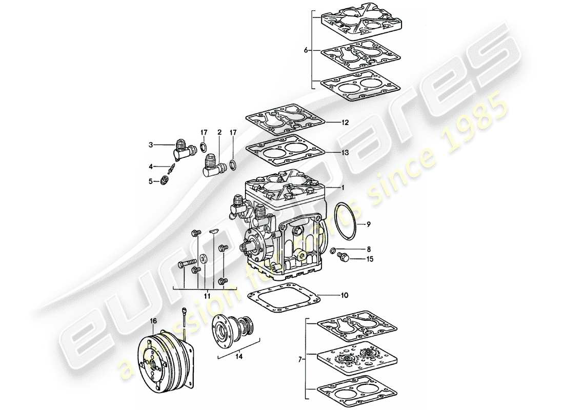 porsche 1981 (911) fornitore - york - compressore diagramma delle parti