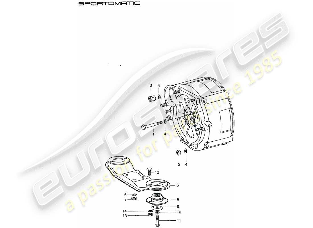 porsche 1976 (911) sospensione della trasmissione diagramma delle parti
