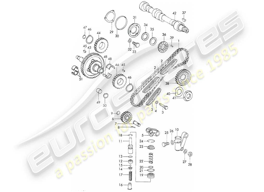 porsche 1973 (911) controllo valvola - set di riparazione per manutenzione - tenditore - catena - vedi illustrazione: diagramma delle parti