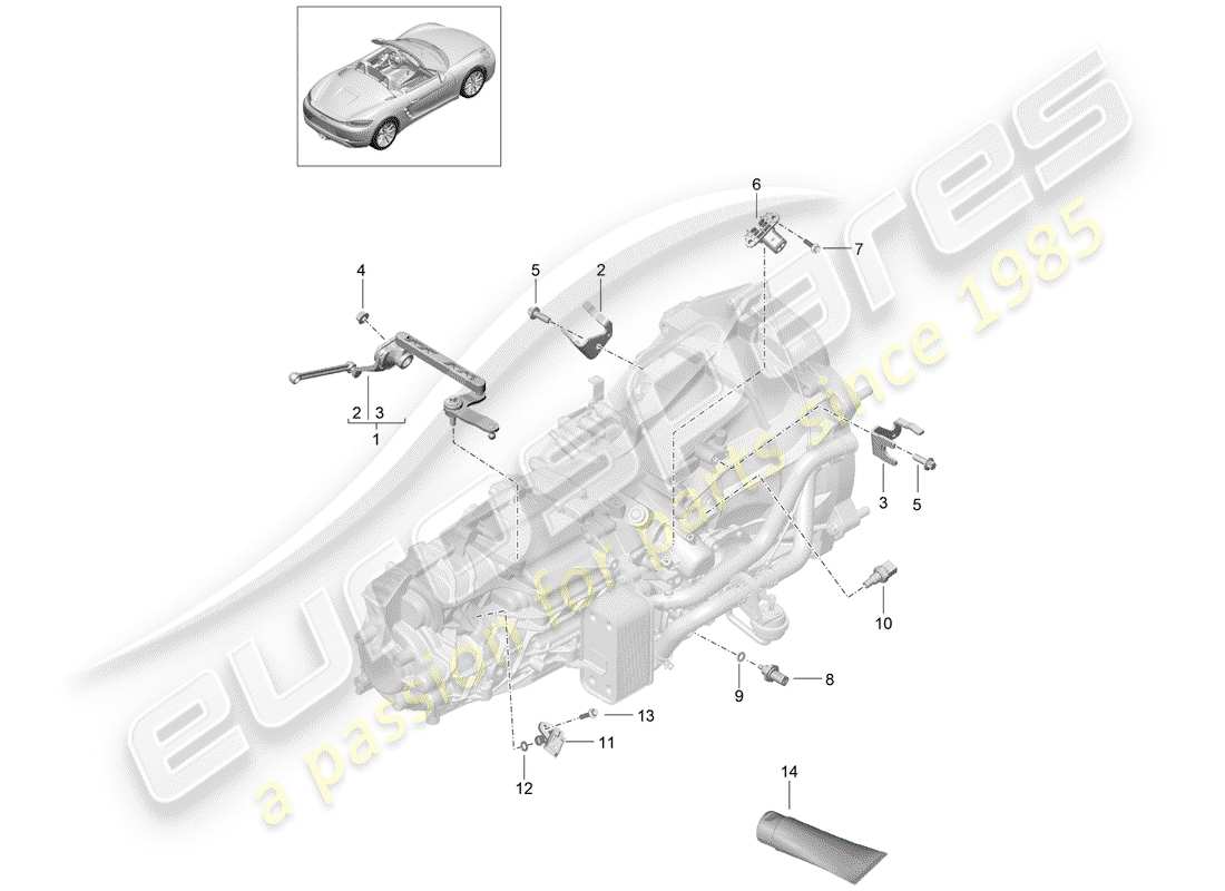 porsche 2018 (718 boxster) schema delle parti del cambio manuale