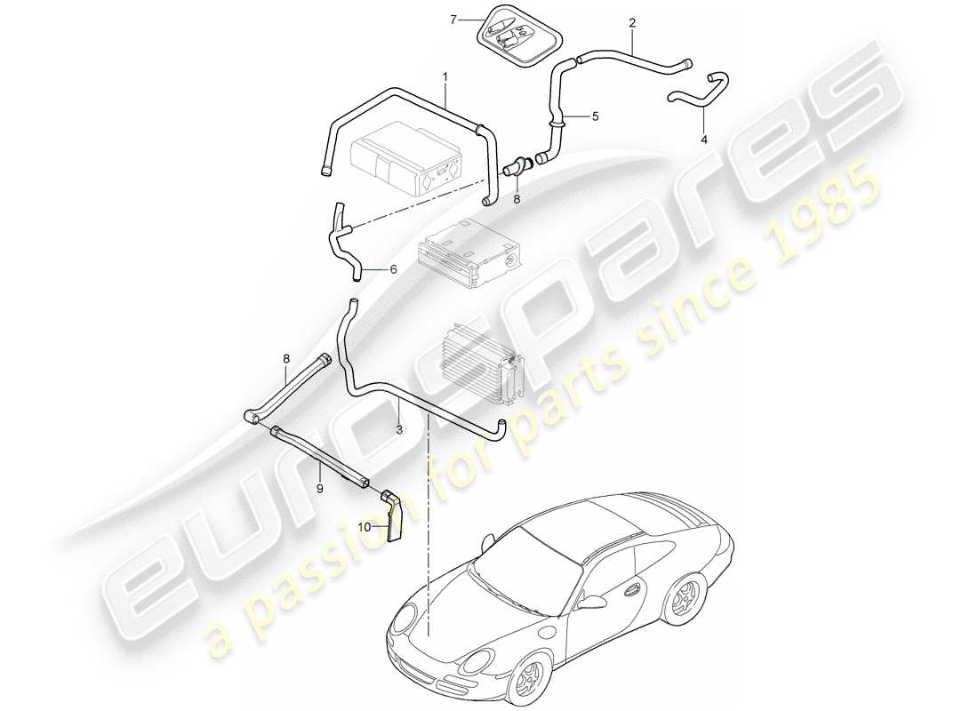 porsche 2005 (997-1) compartimento bagagli diagramma delle parti