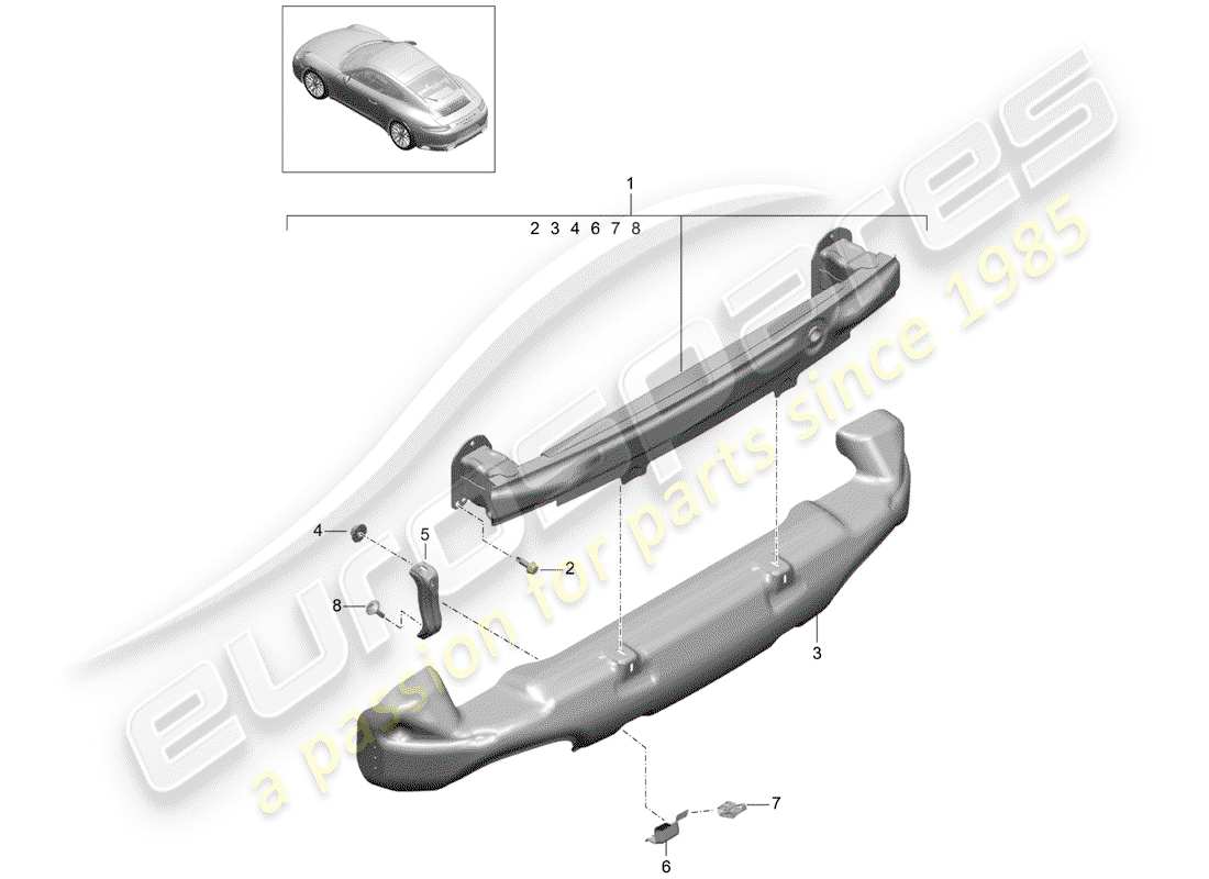 porsche 2020 (991-2) staffa paraurti schema delle parti