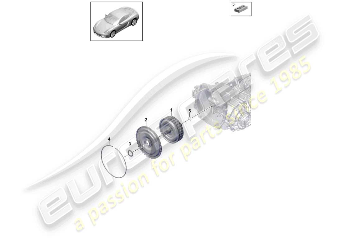 porsche 2016 (981 cayman) - pdk - schema ricambi frizione cambio a doppia frizione