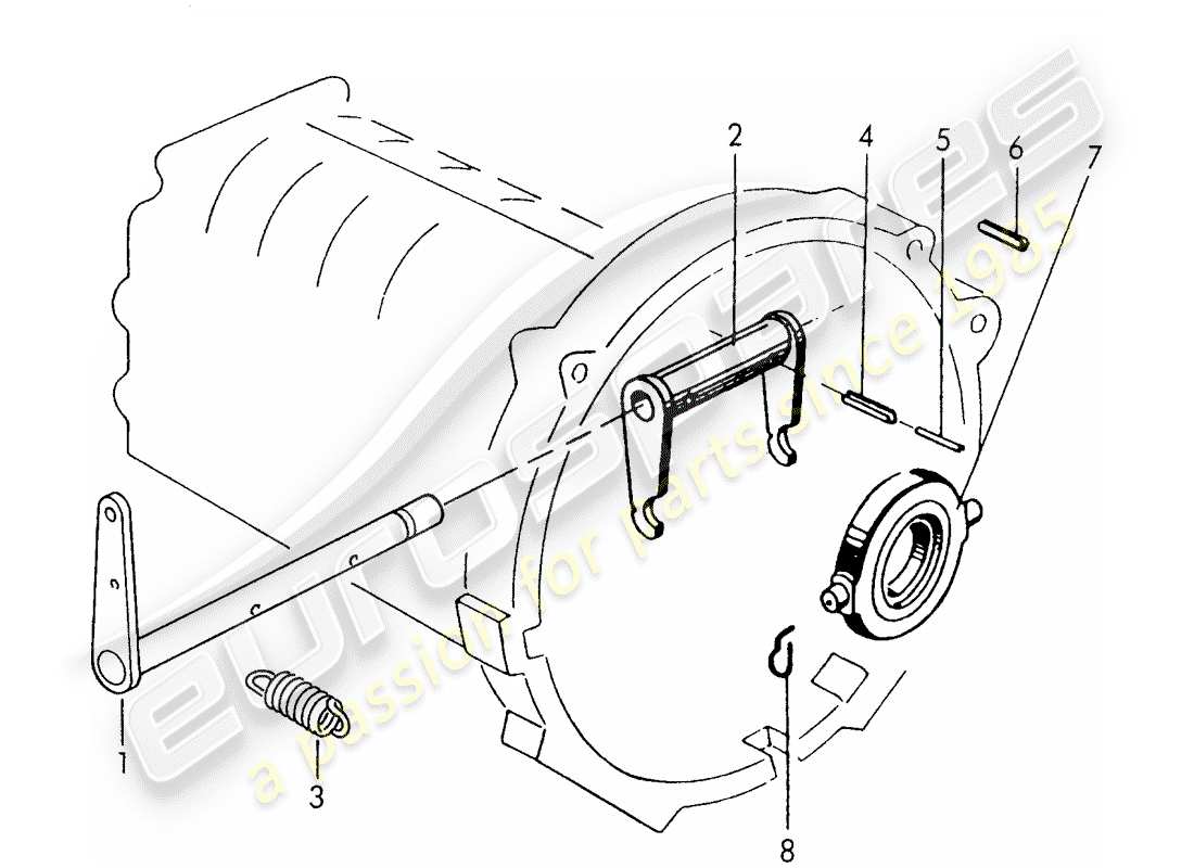 porsche 1954 (356/356a) rilascio della frizione - g 25 001 >> schema delle parti