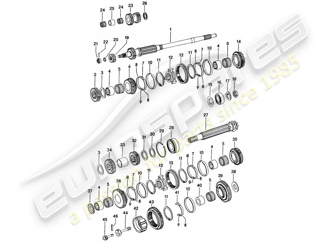 porsche 1971 (914) ingranaggi e alberi diagramma delle parti