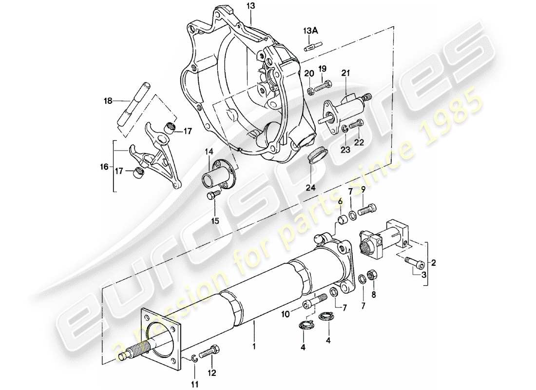 porsche 1981 (924) tubo centrale - cambio manuale - g31.01/02/03 schema delle parti